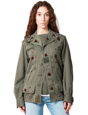 GIACCA DONNA VICOLO MILITARE CON PIETRE APPLICATE ED EFFETTO VINTAGE