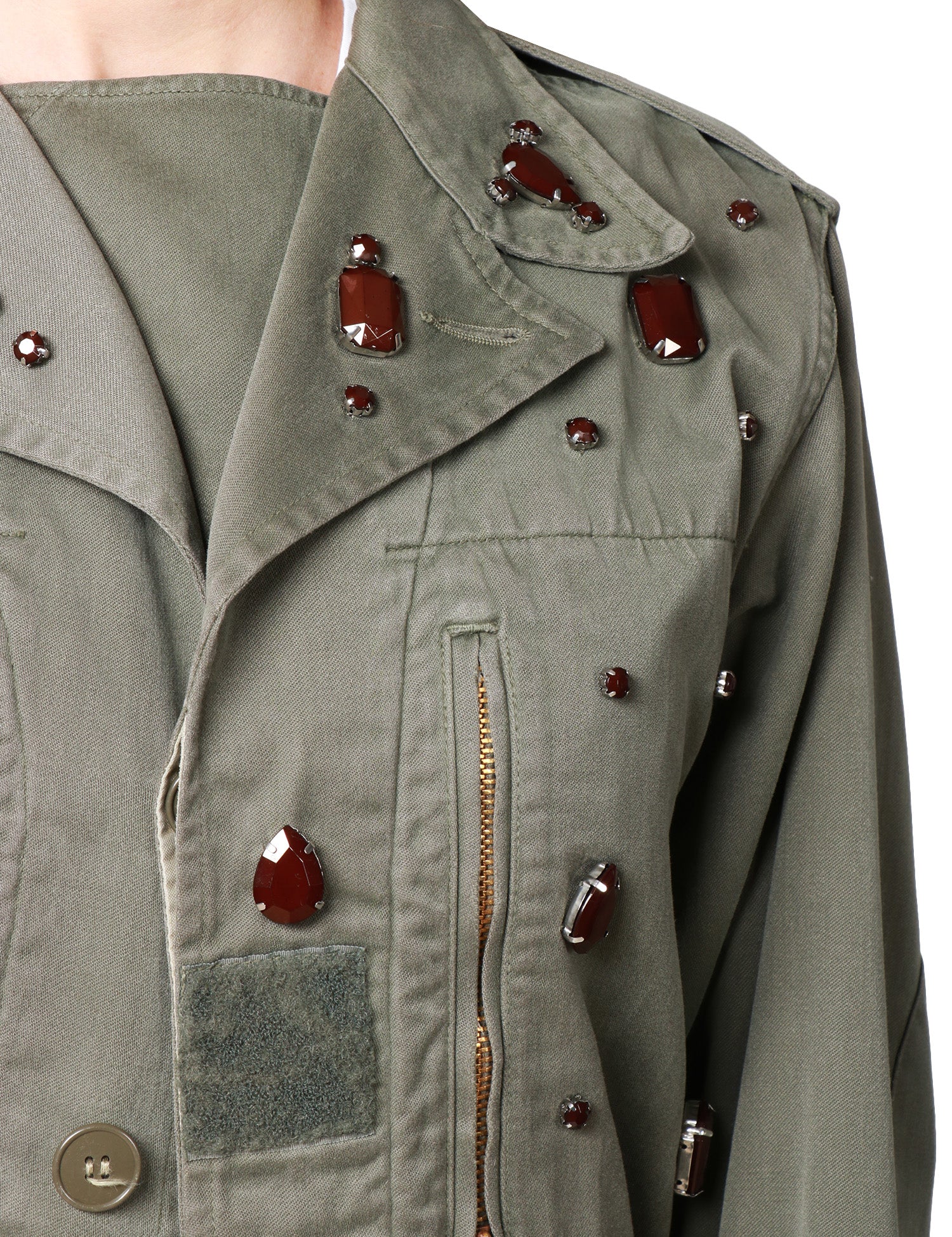 GIACCA DONNA VICOLO MILITARE CON PIETRE APPLICATE ED EFFETTO VINTAGE