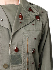 GIACCA DONNA VICOLO MILITARE CON PIETRE APPLICATE ED EFFETTO VINTAGE