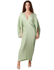 ABITO MIDI DONNA WEILI ZHENG VERDE PLISSETTATO CON MANICA LUNGA AMPIA