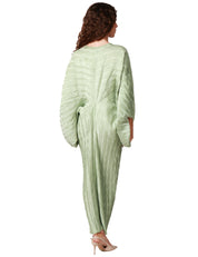 ABITO MIDI DONNA WEILI ZHENG VERDE PLISSETTATO CON MANICA LUNGA AMPIA