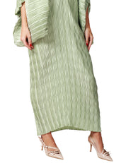 ABITO MIDI DONNA WEILI ZHENG VERDE PLISSETTATO CON MANICA LUNGA AMPIA