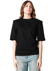 T-SHIRT DONNA WEILI ZHENG NERA GIROCOLLO CON SPALLINE IMBOTTITE