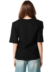 T-SHIRT DONNA WEILI ZHENG NERA GIROCOLLO CON SPALLINE IMBOTTITE