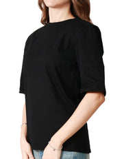 T-SHIRT DONNA WEILI ZHENG NERA GIROCOLLO CON SPALLINE IMBOTTITE