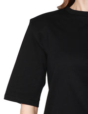 T-SHIRT DONNA WEILI ZHENG NERA GIROCOLLO CON SPALLINE IMBOTTITE