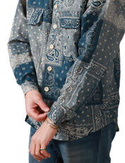 CAMICIA UOMO WHITE SAND DENIM STAMPA BANDANA CON TASCHE SUL PETTO