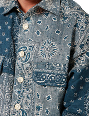 CAMICIA UOMO WHITE SAND DENIM STAMPA BANDANA CON TASCHE SUL PETTO