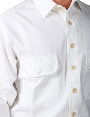 CAMICIA UOMO WHITE SAND BIANCA 100% COTONE CON TASCHE APPLICATE SUL PETTO