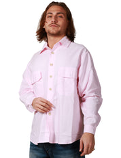CAMICIA UOMO WHITE SAND ROSA IN COTONE CON TASCHE DAVANTI