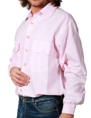 CAMICIA UOMO WHITE SAND ROSA IN COTONE CON TASCHE DAVANTI