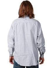 CAMICIA UOMO WHITE SAND BIANCO/BLU A RIGHE CON TASCHE SUL PETTO