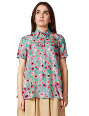 CAMICIA DONNA XACUS ANGYE MULTICOLOR STAMPA FIORI A MEZZA MANICA IN SETA