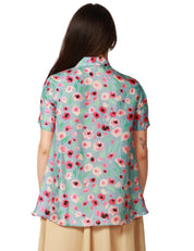 CAMICIA DONNA XACUS ANGYE MULTICOLOR STAMPA FIORI A MEZZA MANICA IN SETA