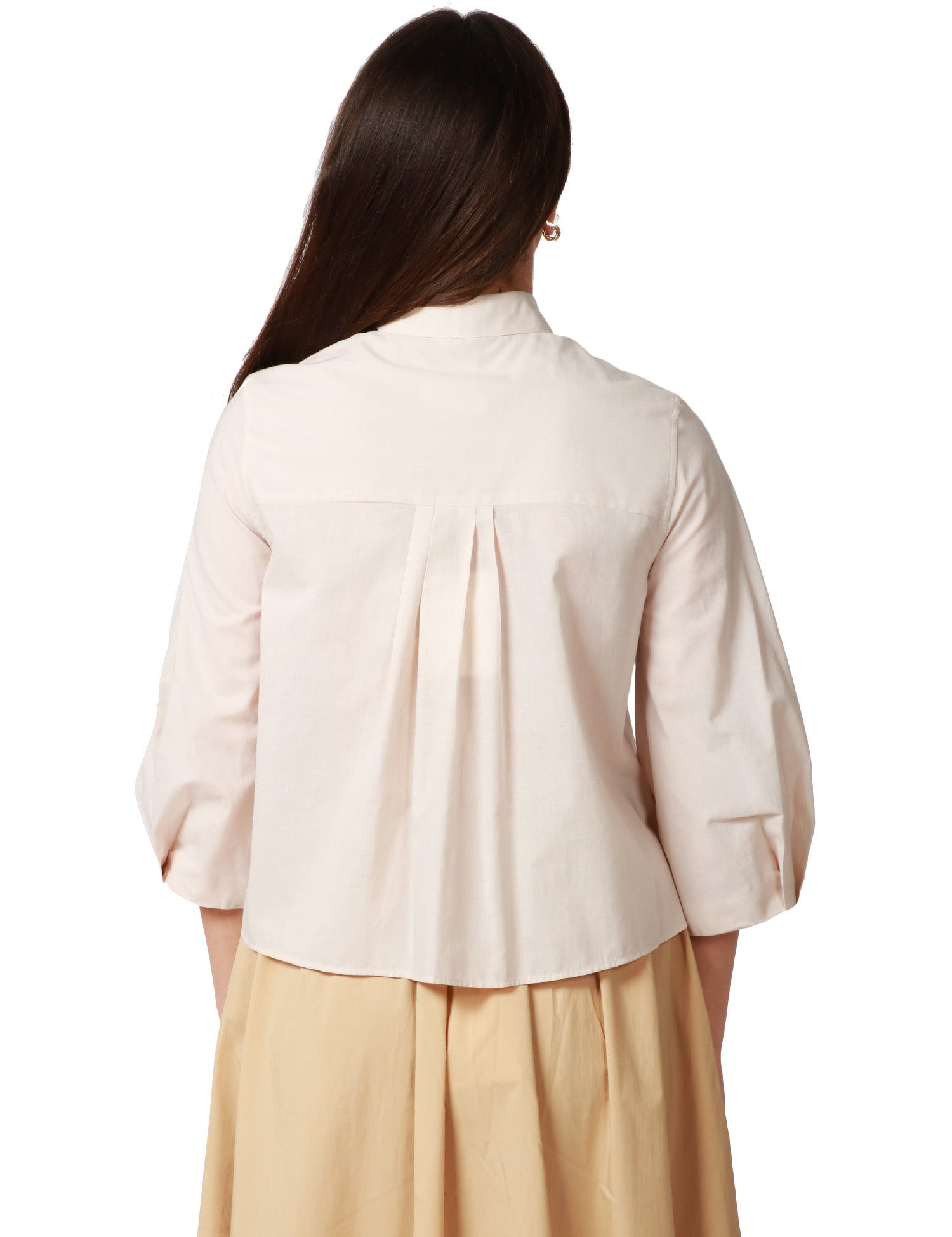 CAMICIA DONNA XACUS MARGOT BEIGE A SCATOLA CON MANICA A SBUFFO