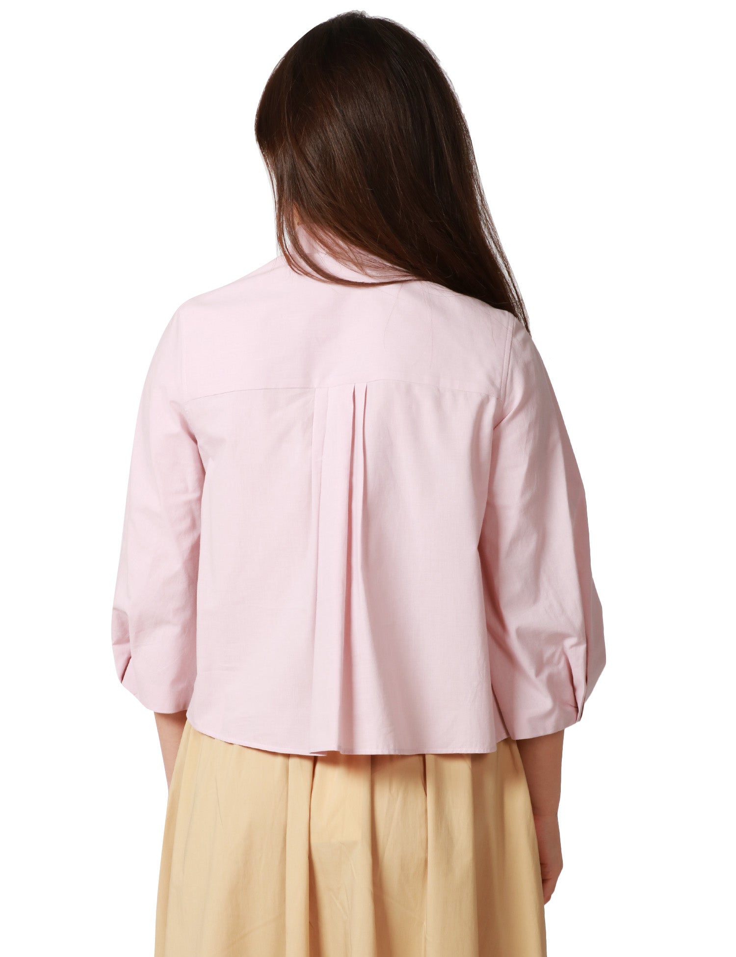 CAMICIA DONNA XACUS MARGOT ROSA CROPPED 100%COTONE CON MANICA A SBUFFO
