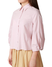 CAMICIA DONNA XACUS MARGOT ROSA CROPPED 100%COTONE CON MANICA A SBUFFO