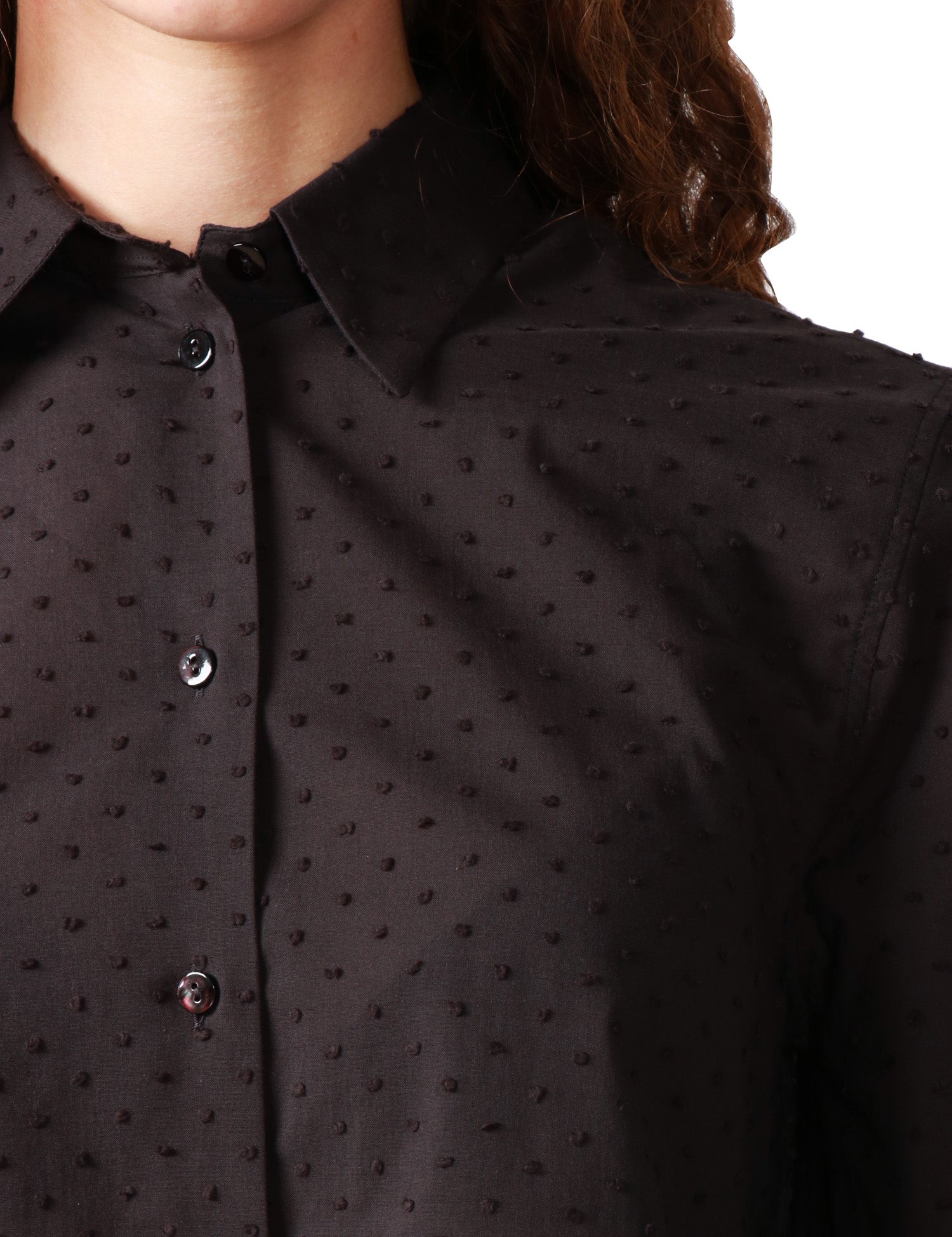 CAMICIA DONNA XACUS MARGOT NERA CON POIS E MANICA 3/4 A SBUFFO