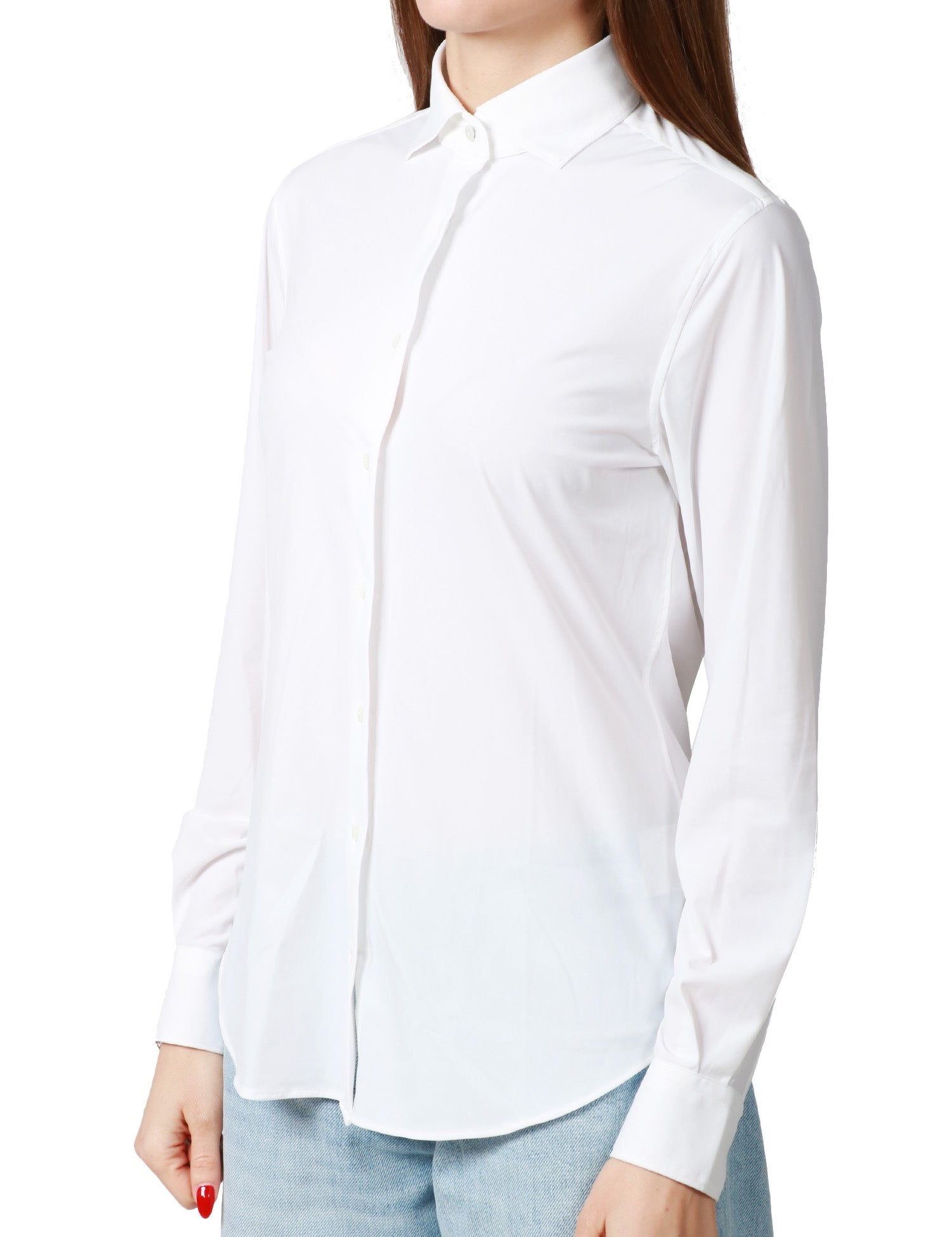 CAMICIA DONNA XACUS BIANCA IN TESSUTO TECNICO ACTIVE CON COLLO ALLA FRANCESE