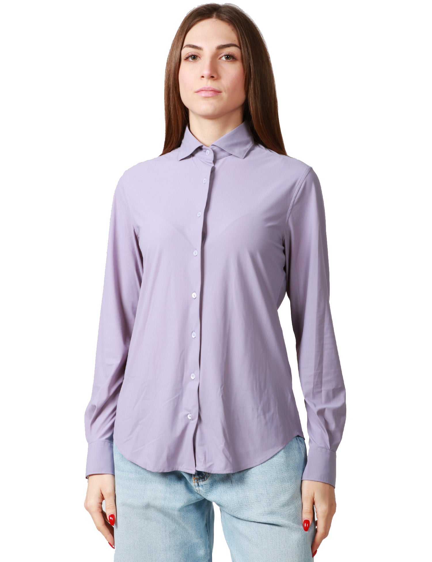 CAMICIA DONNA XACUS VIOLA IN TESSUTO TECNICO ACTIVE CON COLLO ALLA FRANCESE