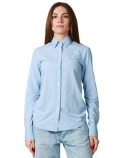 CAMICIA DONNA XACUS ACTIVE AZZURRA IN FILATO DI POLIAMMIDE ED ELASTANE TRASPIRANTE NO STIRO