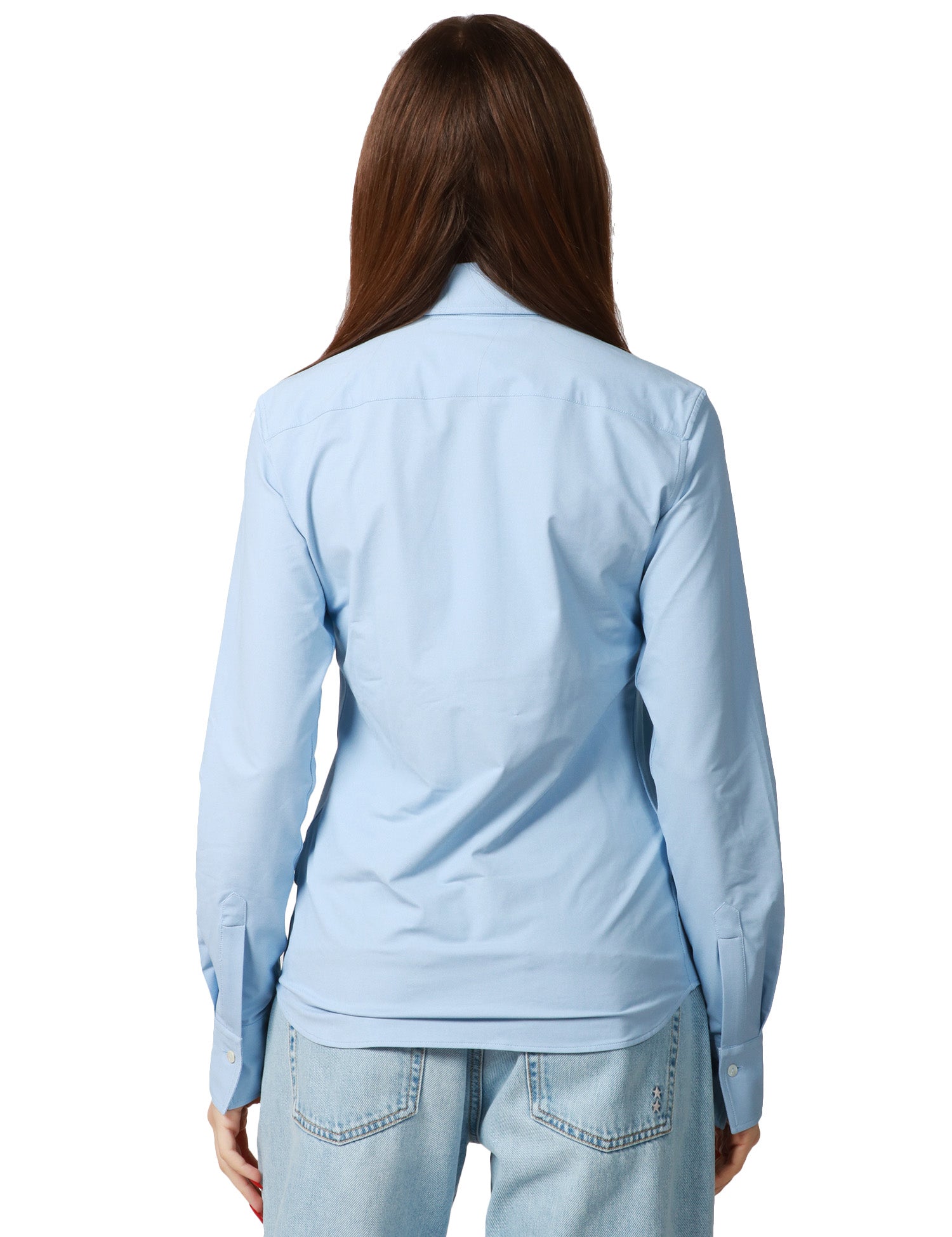 CAMICIA DONNA XACUS ACTIVE AZZURRA IN FILATO DI POLIAMMIDE ED ELASTANE TRASPIRANTE NO STIRO