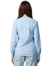 CAMICIA DONNA XACUS ACTIVE AZZURRA IN FILATO DI POLIAMMIDE ED ELASTANE TRASPIRANTE NO STIRO