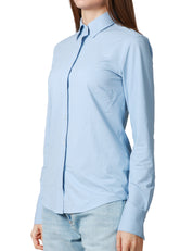 CAMICIA DONNA XACUS ACTIVE AZZURRA IN FILATO DI POLIAMMIDE ED ELASTANE TRASPIRANTE NO STIRO