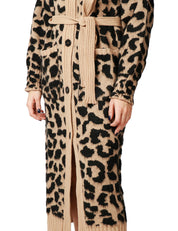 CARDIGAN DONNA AKEP MACULATO IN MAGLIA CON BOTTONI E CINTURA IN VITA