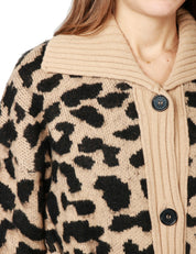 CARDIGAN DONNA AKEP MACULATO IN MAGLIA CON BOTTONI E CINTURA IN VITA