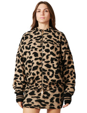 BOMBER DONNA AKEP MACULATO OVER IN MISTO LANA CON ZIP CENTRALE