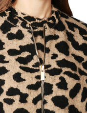 BOMBER DONNA AKEP MACULATO OVER IN MISTO LANA CON ZIP CENTRALE