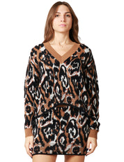 MAGLIONE DONNA AKEP MACULATO JACQUARD CON SCOLLO A V