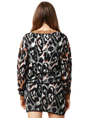 MAGLIONE DONNA AKEP MACULATO JACQUARD CON SCOLLO A V