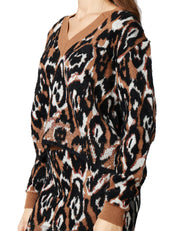 MAGLIONE DONNA AKEP MACULATO JACQUARD CON SCOLLO A V