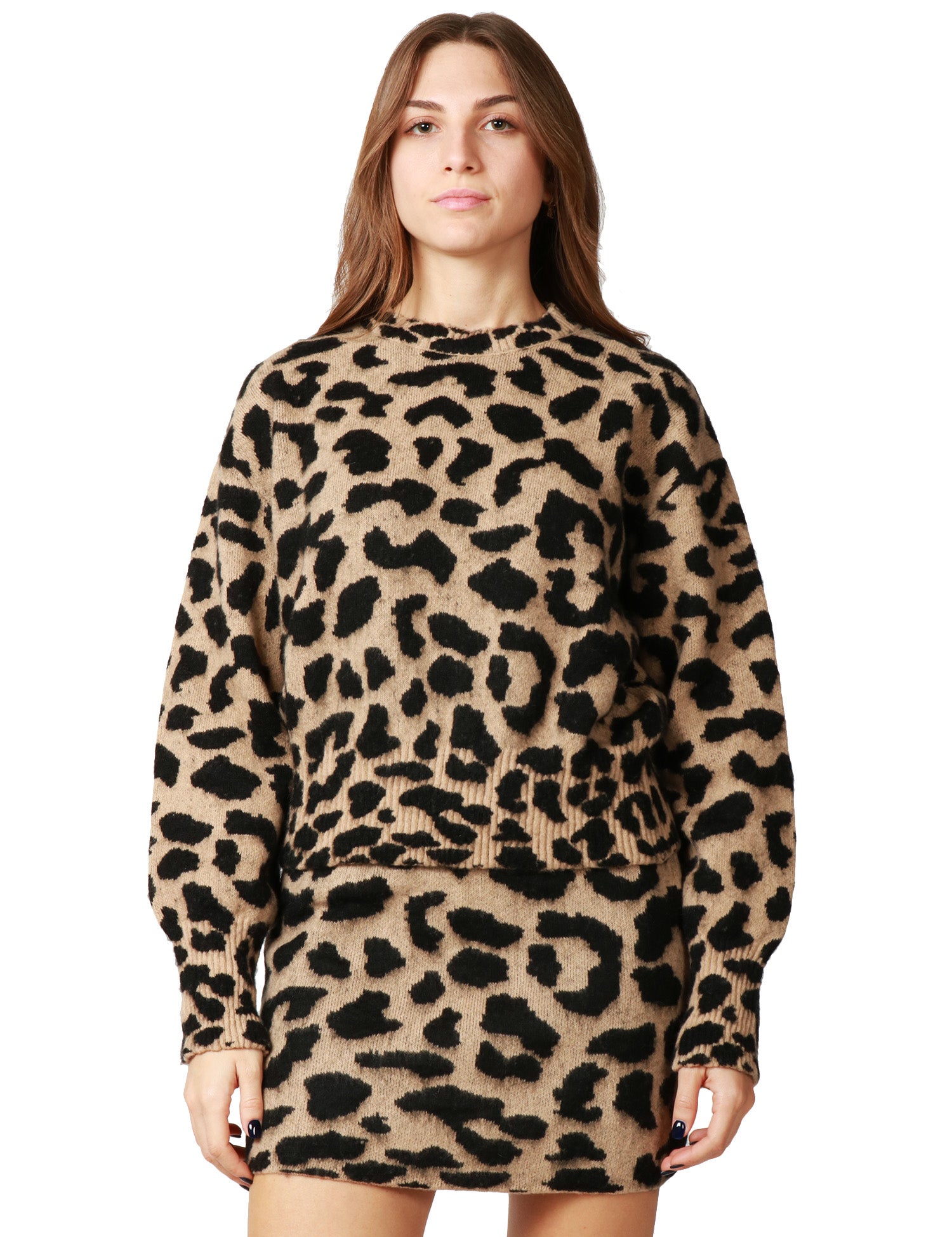 MAGLIONE DONNA AKEP MACULATO GIROCOLLO IN MISTO LANA CON TAGLIO CROP