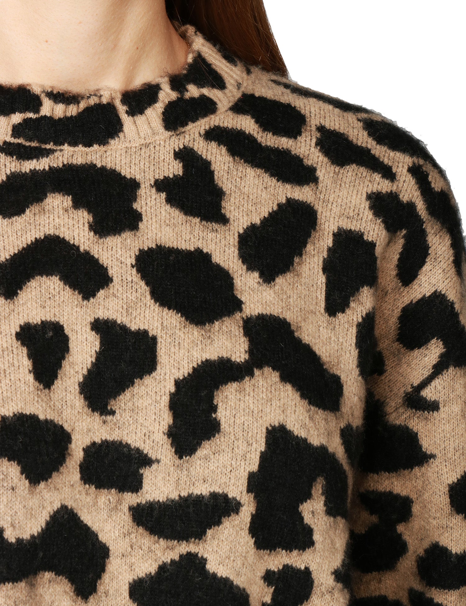 MAGLIONE DONNA AKEP MACULATO GIROCOLLO IN MISTO LANA CON TAGLIO CROP