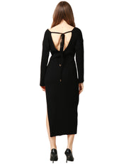 ABITO LUNGO AKEP NERO A COSTINE CON SCOLLO SULLA SULLA SCHIENA E SPACCO LATERALE