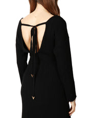 ABITO LUNGO AKEP NERO A COSTINE CON SCOLLO SULLA SULLA SCHIENA E SPACCO LATERALE