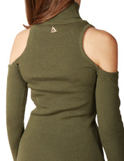 ABITO DONNA AKEP VERDE BPSCO DOLCEVITA E CUT OUT SULLE SPALLE