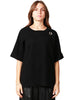 Maglia donna alpha studio nera over a mezza manica con dettaglio gioiello sul petto