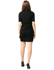 ABITO DONNA ALPHA STUDIO NERO A MEZZA MANICA IN LANA MERINOS CON COLLO AD IMBUTO