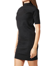 ABITO DONNA ALPHA STUDIO ANTRACITE A MANICHE CORTE IN LANA MERINOS CON COLLO AD IMBUTO