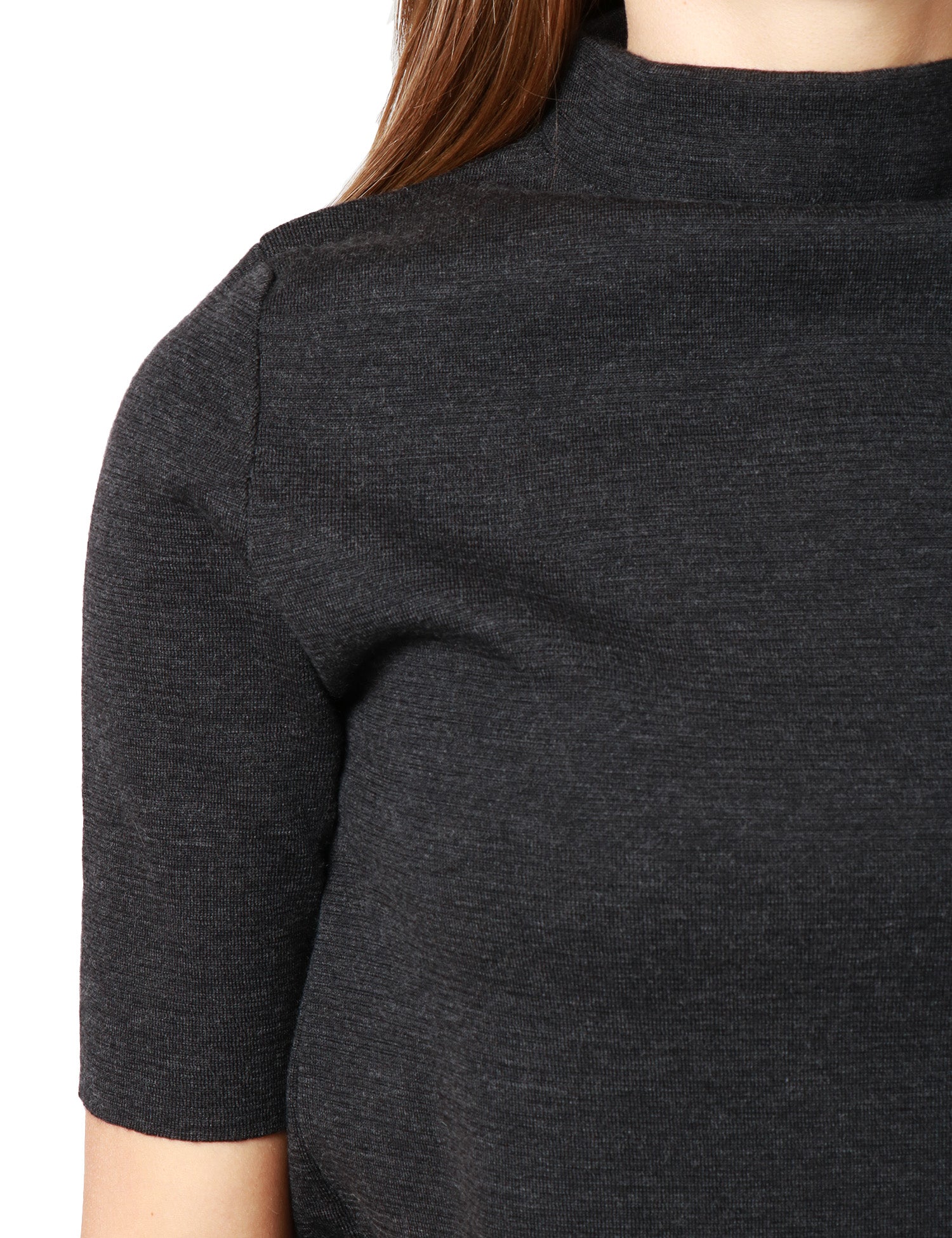 ABITO DONNA ALPHA STUDIO ANTRACITE A MANICHE CORTE IN LANA MERINOS CON COLLO AD IMBUTO