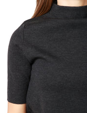 ABITO DONNA ALPHA STUDIO ANTRACITE A MANICHE CORTE IN LANA MERINOS CON COLLO AD IMBUTO