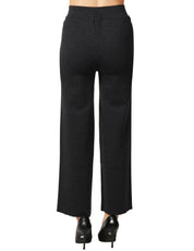 PANTALONE DONNA ALPHA STUDIO NERO A VITA ALTA CON FASCIA ELASTICA IN LANA MERINOS