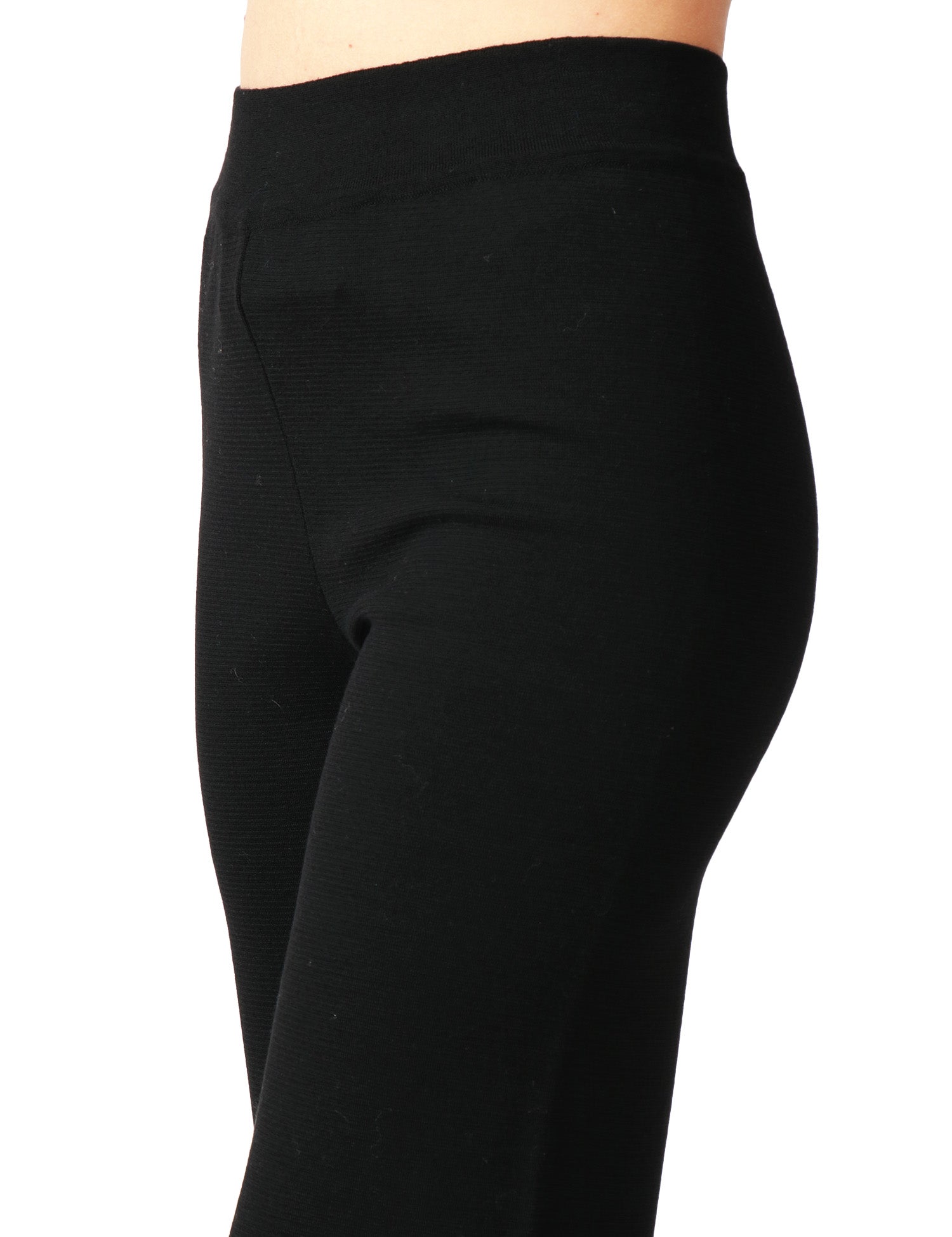 PANTALONE DONNA ALPHA STUDIO NERO A VITA ALTA CON FASCIA ELASTICA IN LANA MERINOS