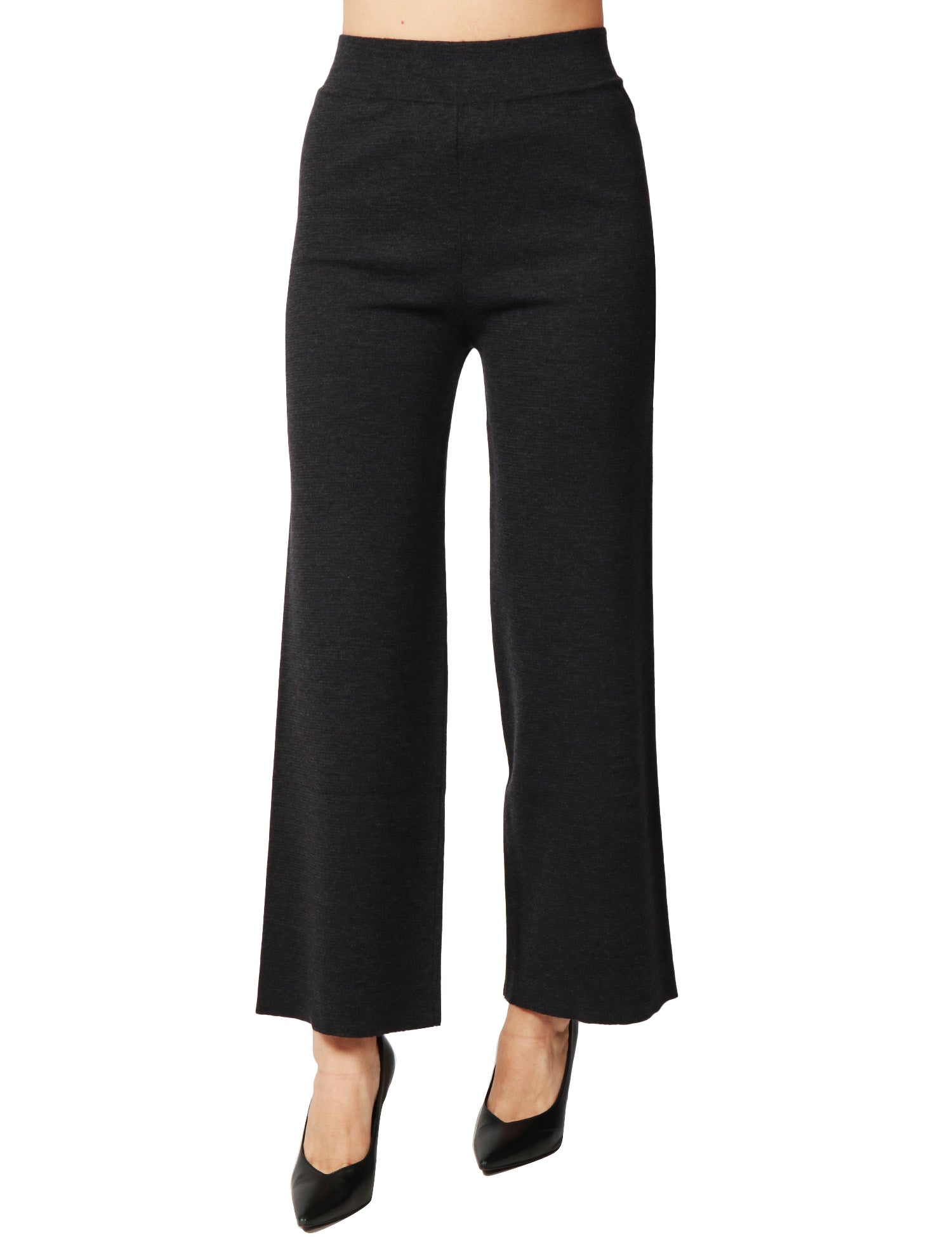 PANTALONE DONNA ALPHA STUDIO ANTRACITE A VITA ALTA CON FASCIA ELASTICA IN LANA MERINOS