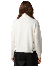 MAGLIA DONNA ALPHA STUDIO LATTE DOLCEVITA CON CUCITURE TRICOT 100% LANA MERINOS