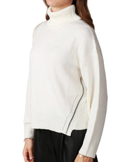 MAGLIA DONNA ALPHA STUDIO LATTE DOLCEVITA CON CUCITURE TRICOT 100% LANA MERINOS